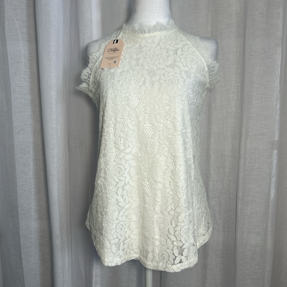Boutique Cream Lace Halter Blouse
